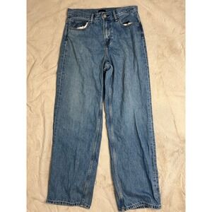 Uniqlo Wide Leg Jeans Mens 30 Blue Excellent Straight Relaxed 475551